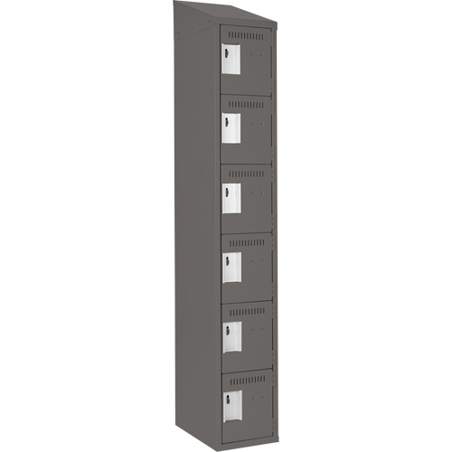 Petits casiers Clean Line, 6 niveaux, 12" x 18" x 78", Acier, Charbon, Rivet (assembl&eacute;) Nassau Supply