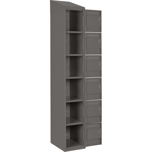 Clean Line Lockerette, 6 -tier, Bank of 3, 36" x 18" x 78", Steel, Charcoal, Rivet (Assembled) Nassau Supply