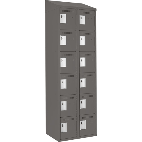 Clean Line Lockerette, 6 -tier, Bank of 2, 24" x 18" x 78", Steel, Charcoal, Rivet (Assembled) Nassau Supply