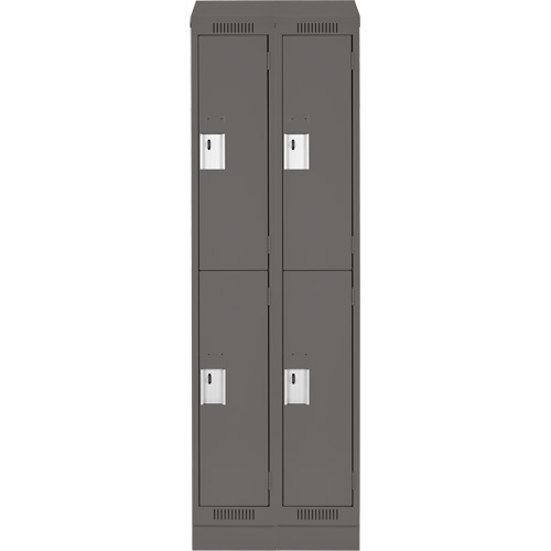Clean Line Lockers, 2 -tier, Bank of 2, 24" x 18" x 82", Steel, Charcoal, Rivet (Assembled) Nassau Supply