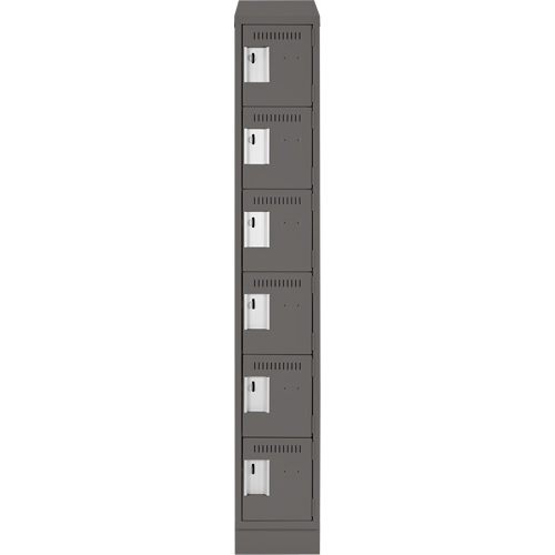 Petits casiers Clean Line, 6 niveaux, 12" x 18" x 82", Acier, Charbon, Rivet (assembl&eacute;) Nassau Supply