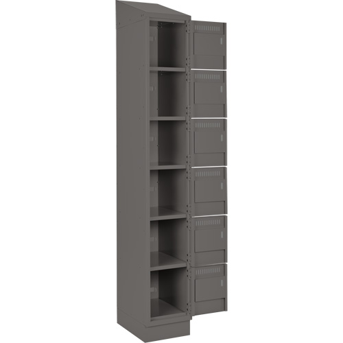 Clean Line Lockerette, 6 -tier, Bank of 4, 48" x 18" x 82", Steel, Charcoal, Rivet (Assembled) Nassau Supply