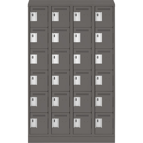 Clean Line Lockerette, 6 -tier, Bank of 4, 48" x 18" x 82", Steel, Charcoal, Rivet (Assembled) Nassau Supply