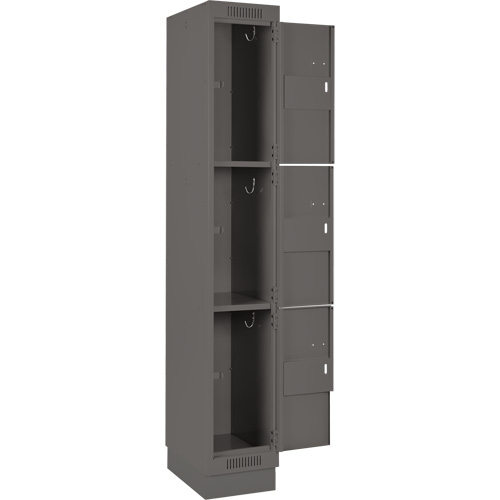 Clean Line Lockers, 3 -tier, Bank of 4, 48" x 18" x 76", Steel, Charcoal, Rivet (Assembled) Nassau Supply