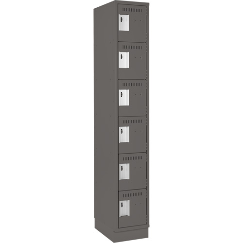 Clean Line Lockerette, 6 -tier, 12" x 18" x 76", Steel, Charcoal, Rivet (Assembled) Nassau Supply