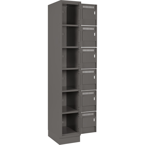 Clean Line Lockerette, 6 -tier, Bank of 4, 48" x 18" x 76", Steel, Charcoal, Rivet (Assembled) Nassau Supply