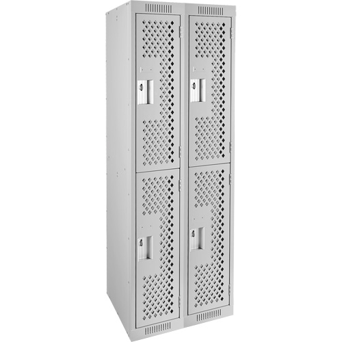 Casiers Clean Line, 2 niveaux, Bloc de 2, 24" x 12" x 72", Acier, Gris, Rivet (assembl&eacute;), Perfor&eacute; Nassau Supply