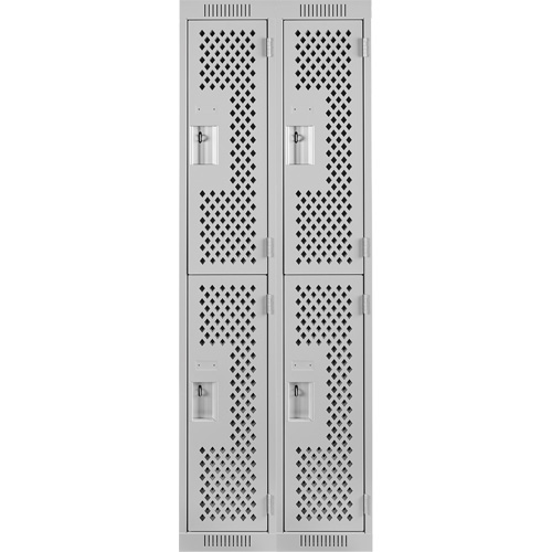 Casiers Clean Line, 2 niveaux, Bloc de 2, 24" x 12" x 72", Acier, Gris, Rivet (assembl&eacute;), Perfor&eacute; Nassau Supply