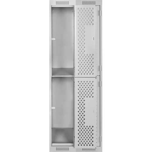 Casiers Clean Line, 2 niveaux, Bloc de 2, 24" x 12" x 72", Acier, Gris, Rivet (assembl&eacute;), Perfor&eacute; Nassau Supply