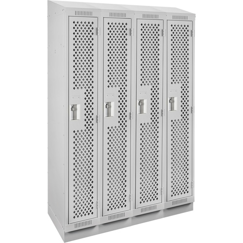 Casiers Clean Line, Bloc de 4, 48" x 12" x 82", Acier, Gris, Rivet (assembl&eacute;), Perfor&eacute; Nassau Supply