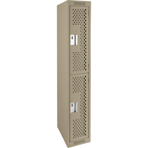 Casiers Clean Line, 2 niveaux, 12" x 12" x 72", Acier, Beige, Rivet (assembl&eacute;), Perfor&eacute; Nassau Supply