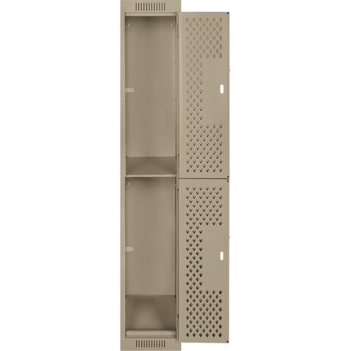 Casiers Clean Line, 2 niveaux, 12" x 12" x 72", Acier, Beige, Rivet (assembl&eacute;), Perfor&eacute; Nassau Supply