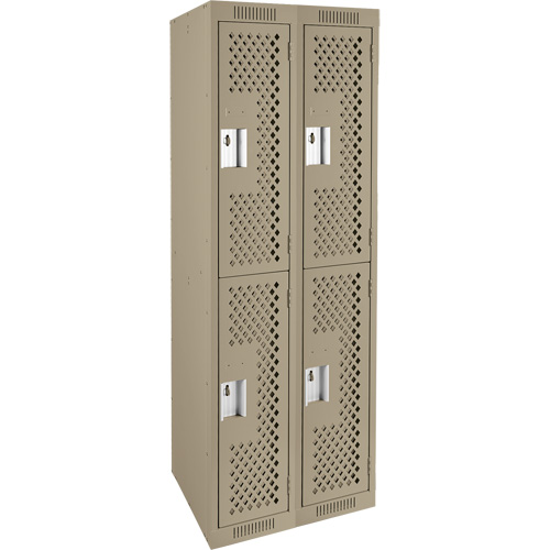 Casiers Clean Line, 2 niveaux, Bloc de 2, 24" x 12" x 72", Acier, Beige, Rivet (assembl&eacute;), Perfor&eacute; Nassau Supply
