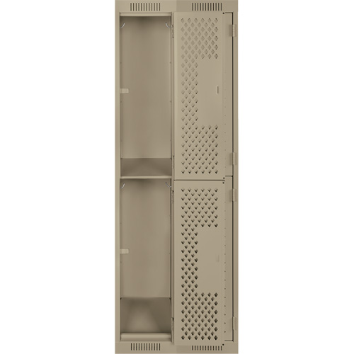 Casiers Clean Line, 2 niveaux, Bloc de 2, 24" x 12" x 72", Acier, Beige, Rivet (assembl&eacute;), Perfor&eacute; Nassau Supply