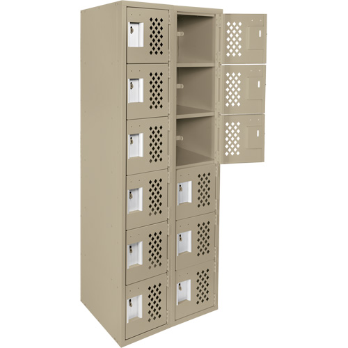 Assembled Lockerettes Clean Line Perforated Economy Lockers, 6 -tier, Bank of 2, 18" x 72" x 12", Steel Nassau Supply