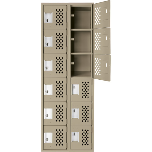 Assembled Lockerettes Clean Line Perforated Economy Lockers, 6 -tier, Bank of 2, 18" x 72" x 12", Steel Nassau Supply