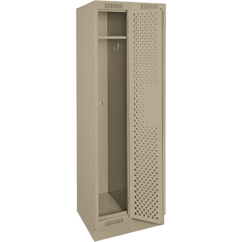 Clean Line Lockers, Bank of 2, 24" x 18" x 76", Steel, Beige, Rivet (Assembled), Perforated Nassau Supply