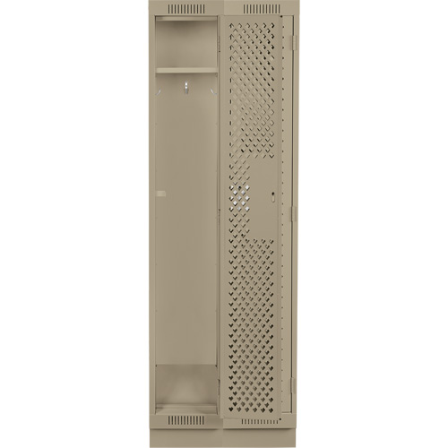 Clean Line Lockers, Bank of 2, 24" x 18" x 76", Steel, Beige, Rivet (Assembled), Perforated Nassau Supply