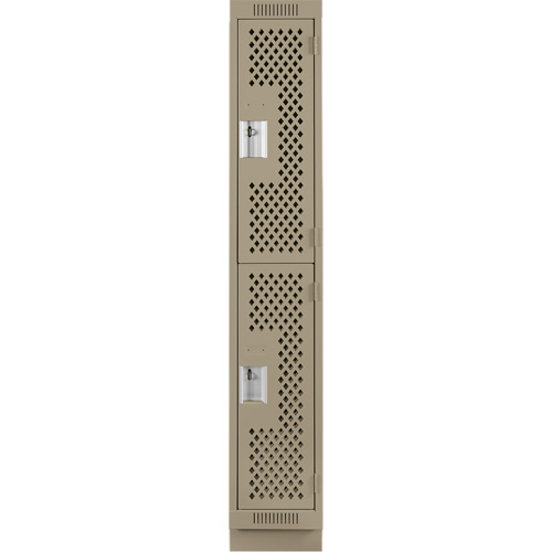 Casiers Clean Line, 2 niveaux, 12" x 15" x 76", Acier, Beige, Rivet (assembl&eacute;), Perfor&eacute; Nassau Supply