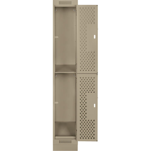Casiers Clean Line, 2 niveaux, 12" x 15" x 76", Acier, Beige, Rivet (assembl&eacute;), Perfor&eacute; Nassau Supply