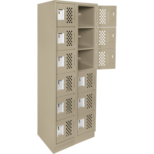 Clean-Line Perforated Lockerette, 6 -tier, Bank of 2, 12" x 72" x 12", Steel Nassau Supply