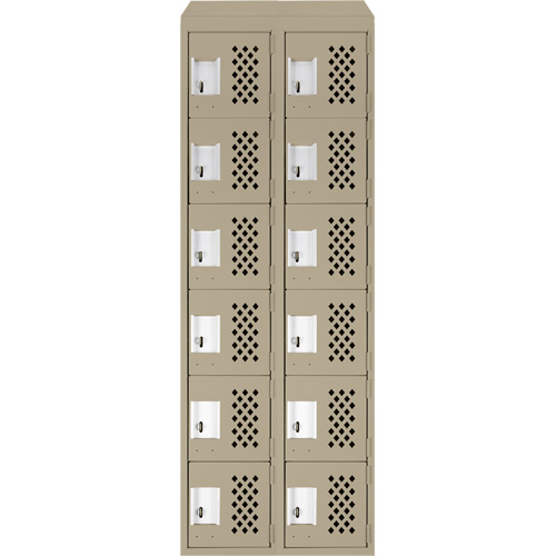 Assembled Lockerettes Clean Line Perforated Economy Lockers, 6 -tier, Bank of 2, 18" x 72" x 12", Steel Nassau Supply
