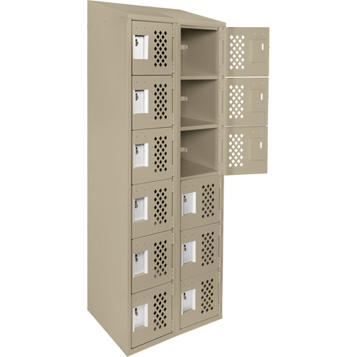 Assembled Lockerettes Clean Line Perforated Economy Lockers, 6 -tier, Bank of 2, 18" x 72" x 12", Steel Nassau Supply