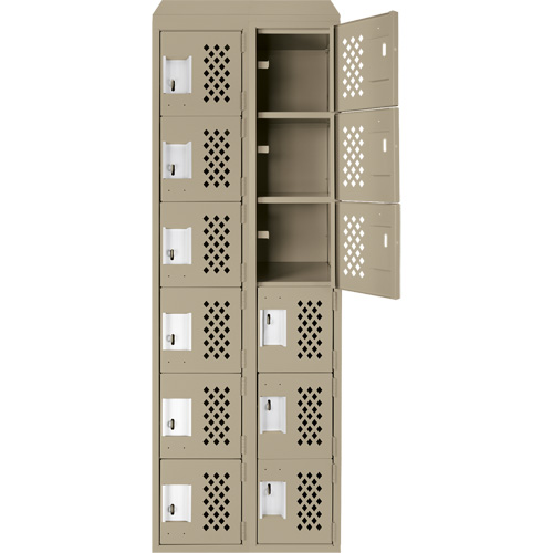 Assembled Lockerettes Clean Line Perforated Economy Lockers, 6 -tier, Bank of 2, 18" x 72" x 12", Steel Nassau Supply