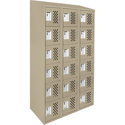 Assembled Lockerettes Clean Line Perforated Economy Lockers, 6 -tier, Bank of 3, 18" x 72" x 12", Steel Nassau Supply