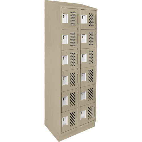 Assembled Lockerettes Clean Line Perforated Economy Lockers, 6 -tier, Bank of 2, 18" x 72" x 12", Steel Nassau Supply