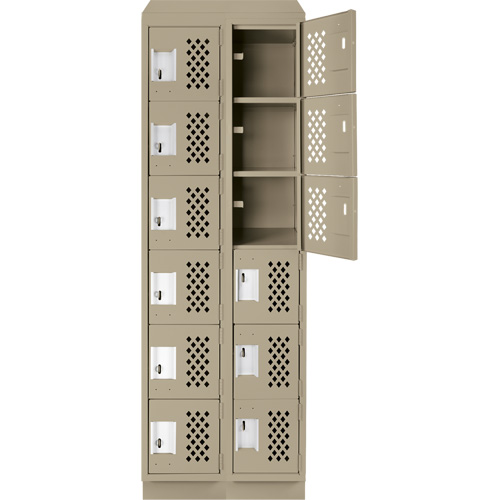 Assembled Lockerettes Clean Line Perforated Economy Lockers, 6 -tier, Bank of 2, 18" x 72" x 12", Steel Nassau Supply