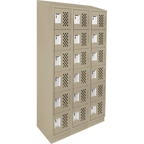 Petit casier perfor&eacute; Clean-Line, 6 niveaux, Bloc de 3, 12" x 72" x 12", Acier Nassau Supply