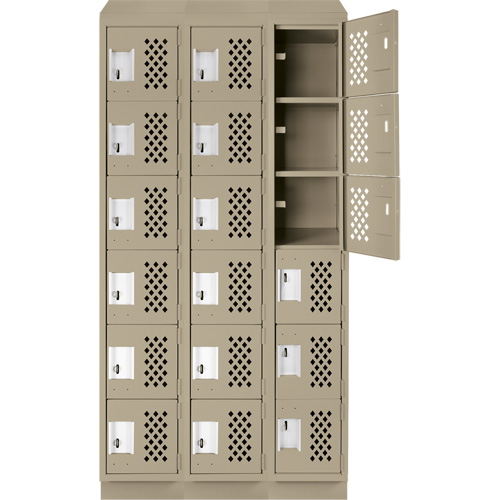 Petit casier perfor&eacute; Clean-Line, 6 niveaux, Bloc de 3, 12" x 72" x 12", Acier Nassau Supply
