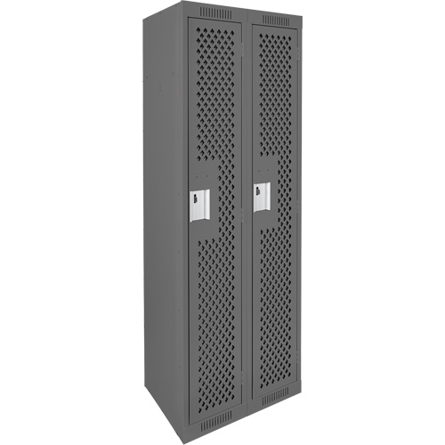 Clean Line Lockers, Bank of 2, 24" x 12" x 72", Steel, Charcoal, Rivet (Assembled), Perforated Nassau Supply