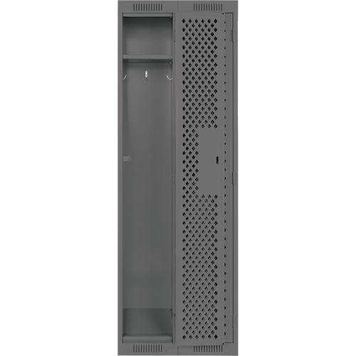Clean Line Lockers, Bank of 2, 24" x 12" x 72", Steel, Charcoal, Rivet (Assembled), Perforated Nassau Supply