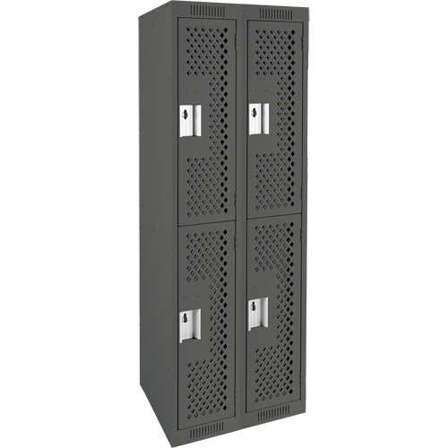 Casiers Clean Line, 2 niveaux, Bloc de 2, 24" x 12" x 72", Acier, Charbon, Rivet (assembl&eacute;), Perfor&eacute; Nassau Supply