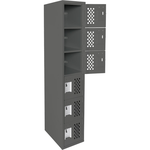 Assembled Lockerettes Clean Line Perforated Economy Lockers, 6 -tier, 18" x 72" x 12", Steel Nassau Supply