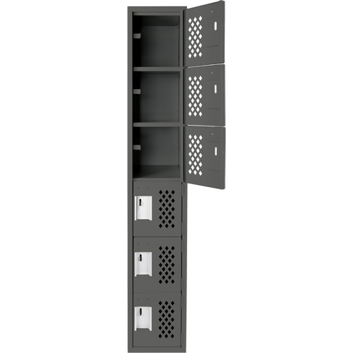 Assembled Lockerettes Clean Line Perforated Economy Lockers, 6 -tier, 18" x 72" x 12", Steel Nassau Supply
