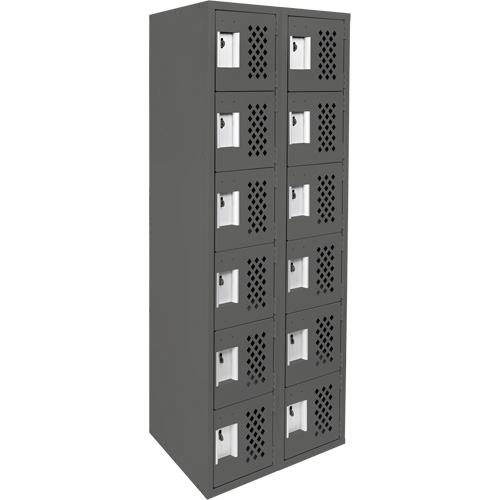 Assembled Lockerettes Clean Line Perforated Economy Lockers, 6 -tier, Bank of 2, 18" x 72" x 12", Steel Nassau Supply