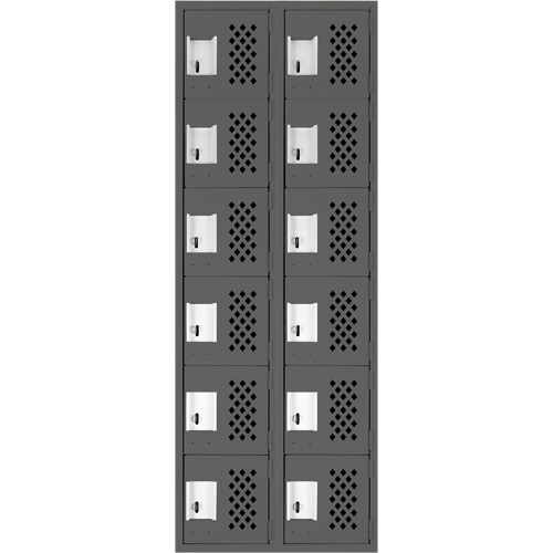 Assembled Lockerettes Clean Line Perforated Economy Lockers, 6 -tier, Bank of 2, 18" x 72" x 12", Steel Nassau Supply