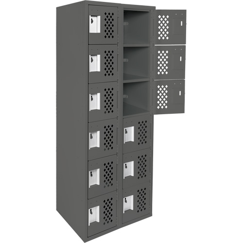 Assembled Lockerettes Clean Line Perforated Economy Lockers, 6 -tier, Bank of 2, 18" x 72" x 12", Steel Nassau Supply