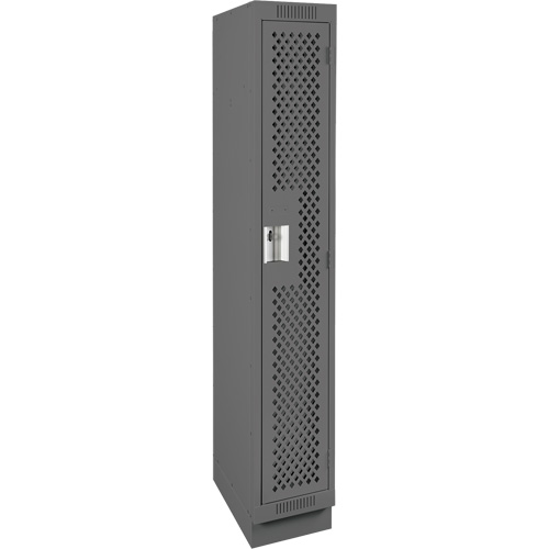 Clean Line Lockers, 12" x 18" x 76", Steel, Charcoal, Rivet (Assembled), Perforated Nassau Supply
