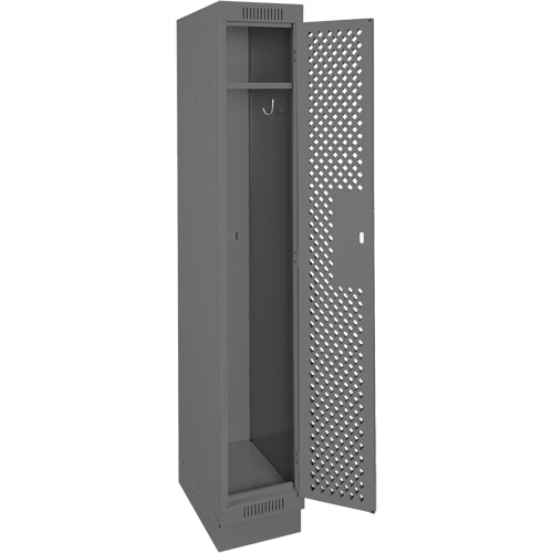 Clean Line Lockers, 12" x 18" x 76", Steel, Charcoal, Rivet (Assembled), Perforated Nassau Supply