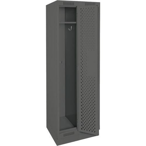Clean Line Lockers, Bank of 2, 24" x 18" x 76", Steel, Charcoal, Rivet (Assembled), Perforated Nassau Supply