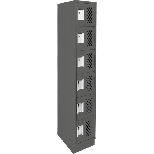 Assembled Lockerettes Clean Line Perforated Economy Lockers, 6 -tier, 18" x 72" x 12", Steel Nassau Supply