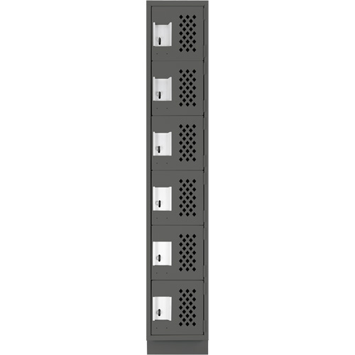 Assembled Lockerettes Clean Line Perforated Economy Lockers, 6 -tier, 18" x 72" x 12", Steel Nassau Supply