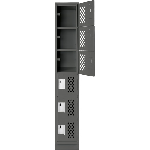 Assembled Lockerettes Clean Line Perforated Economy Lockers, 6 -tier, 18" x 72" x 12", Steel Nassau Supply