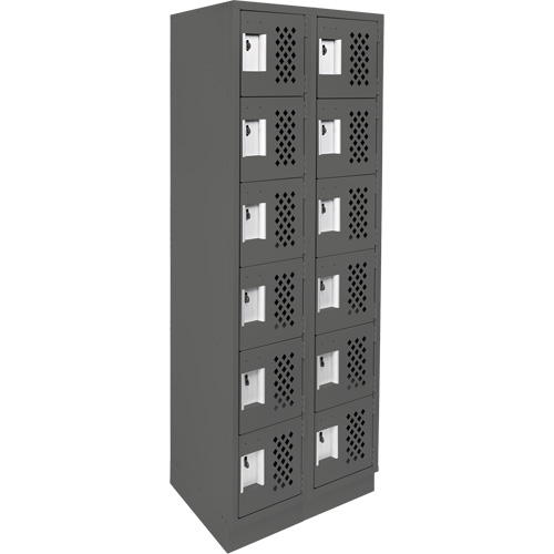 Assembled Lockerettes Clean Line Perforated Economy Lockers, 6 -tier, Bank of 2, 18" x 72" x 12", Steel Nassau Supply