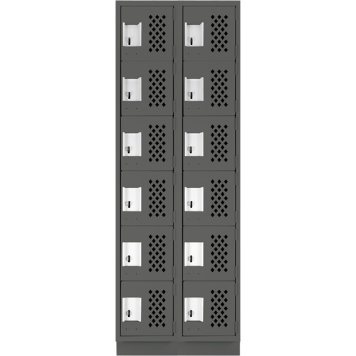 Assembled Lockerettes Clean Line Perforated Economy Lockers, 6 -tier, Bank of 2, 18" x 72" x 12", Steel Nassau Supply