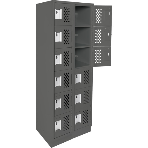Assembled Lockerettes Clean Line Perforated Economy Lockers, 6 -tier, Bank of 2, 18" x 72" x 12", Steel Nassau Supply